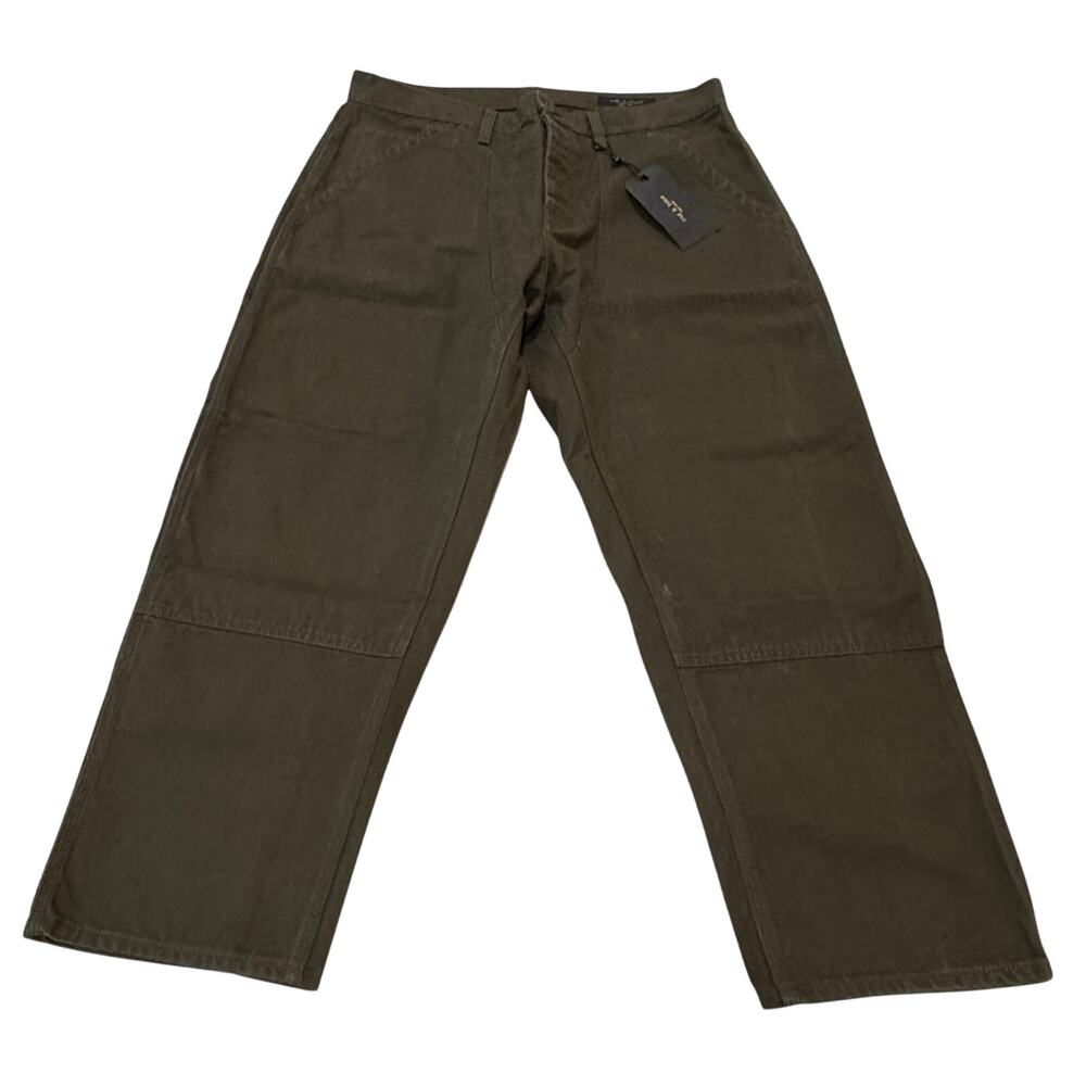 RAG & BONE Mens NWT Workwear Pant Size 36 Dark Olive Green Canvas